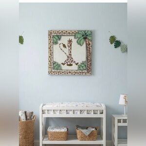 9x9 Giraffe Artwork with Palm Tree – Safari Nursery Wall Decor